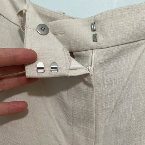 Elie Tahari Anna Ivory Slub Slit Pockets Flared Pants Trousers H. - Picture 5 of 16